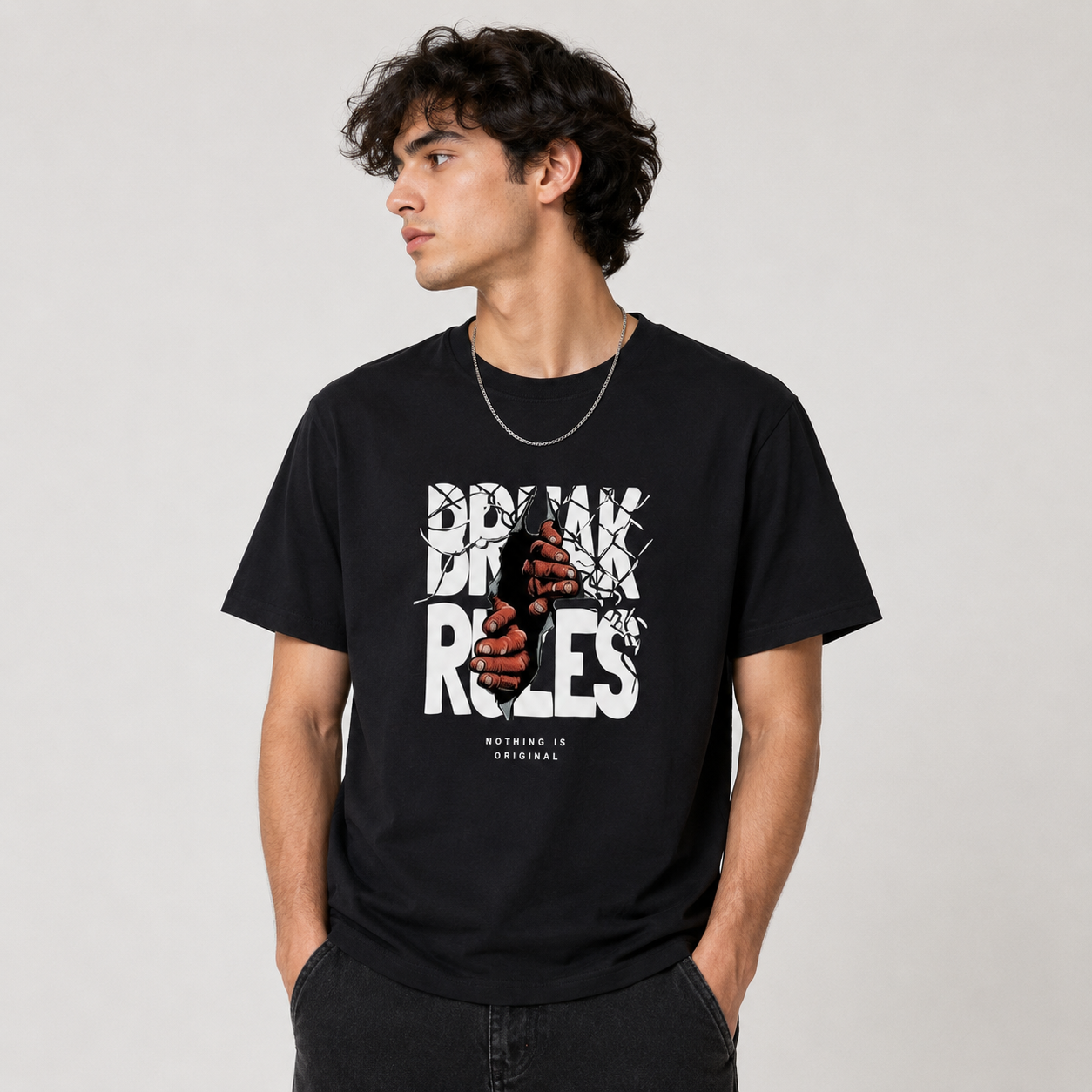 ChatGPT Image Jun 7, 2026, 08_09_47 PM Break Rules Oversized Graphic T-Shirt – Black - Image 1