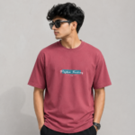 Positive Thinking Teddy Bear Oversized Maroon Graphic T-Shirt for Men
